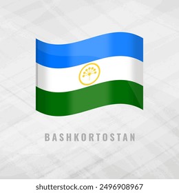 3d illustration waving flag of Bashkortostan. Vector flag of Bashkortostan on Grey Background with copy space Symbol of Bashkortostan