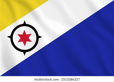 3d illustration waving flag of Bonaire. Vector flag of Bonaire. Symbol of Bonaire.