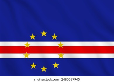 3d illustration waving flag of Cape Verde. Vector flag of Cape Verde. Symbol of Cape Verde.