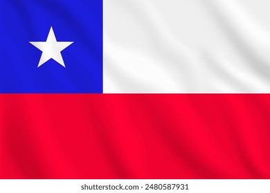 Ilustración 3d ondeando la bandera de Chile. Vector de Chile. Símbolo de Chile.
