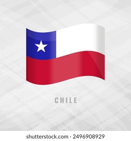 3d illustration waving flag of Chile. Vector flag of Chile. on Grey Background with copy space. Symbol of Chile.