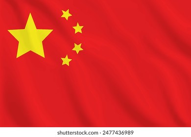 Ilustración 3d ondeando la bandera de China. Vector de China. Símbolo de China.