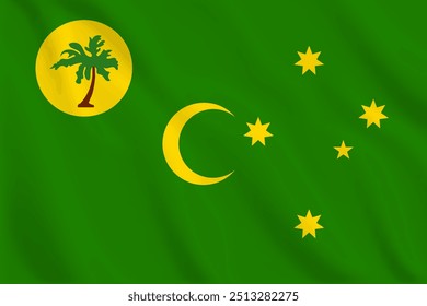 3d illustration waving flag of Cocos (Keeling) Islands. Vector flag of Cocos (Keeling) Islands. Symbol of Cocos (Keeling) Islands.