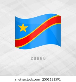 3d illustration waving flag of Congo. Vector flag of Congo.on Grey Background with copy space. Symbol of Congo.
