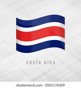 Ilustración 3D ondeando bandera de Costa Rica. Bandera de Vector de Costa Rica.sobre fondo gris con espacio de copia. Símbolo de Costa Rica.