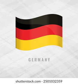 Ilustración 3d ondeando la bandera de Alemania. Bandera de Vector de Alemania Fondo gris con espacio de copia. Símbolo de Alemania.