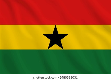 3d illustration waving flag of Ghana. Vector flag of Ghana. Symbol of Ghana.