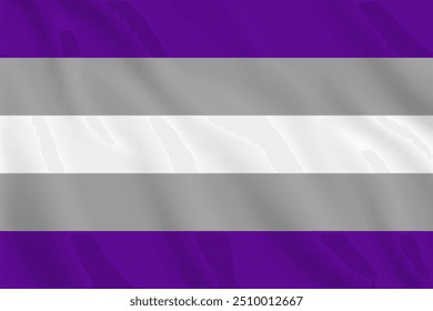 3d illustration waving flag of GRAY ASEXUAL Vector flag of GRAY ASEXUAL Symbol of GRAY ASEXUAL.