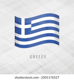 3d illustration waving flag of Greece. Vector flag of Greece Grey Background with copy space. Symbol of Greece