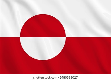 3d illustration waving flag of Greenland. Vector flag of Greenland. Symbol of Greenland.