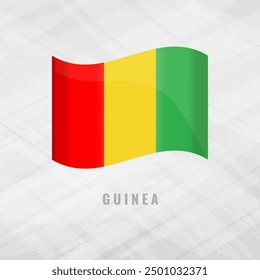 3d illustration waving flag of Guinea. Vector flag of Guinea Grey Background with copy space. Symbol of Guinea.