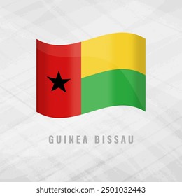 3d illustration waving flag of Guinea. Vector flag of Guinea Grey Background with copy space. Symbol of Guinea.