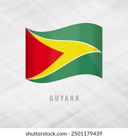 3d illustration waving flag of Guyana. Vector flag on Grey Background with copy space Guyana Symbol of Guyana.
