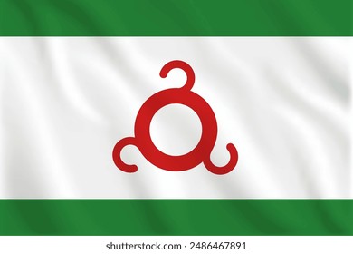 3d illustration waving flag of Ingushetia. Vector flag of Ingushetia. Symbol of Ingushetia.