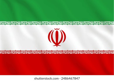 3d illustration waving flag of Iran. Vector flag of Iran. Symbol of Iran.