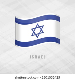 Ilustración 3D ondeando la bandera de Israel. Bandera de Vector de Israel.on Fondo gris con espacio de copia . Símbolo de Israel.