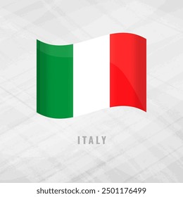 3d illustration waving flag of Italy. Vector flag of Italy.on Grey Background with copy space . Symbol of Italy.
