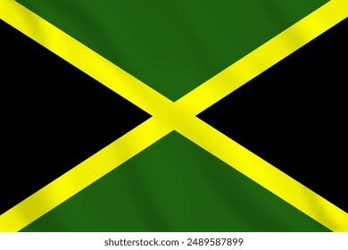 3d illustration waving flag of Jamaica. Vector flag of Jamaica. Symbol of Jamaica.