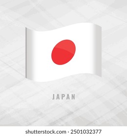 3d illustration waving flag of Japan Vector flag of Japan on Grey Background with copy space . Symbol of Japan.