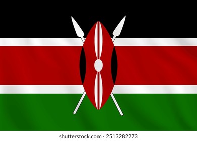 3d illustration waving flag of Kenya. Vector flag of Kenya. Symbol of Kenya.