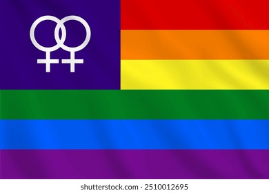 3D-Illustration Wellen Flagge von LESBIAN Vektor Flagge von LESBIAN Symbol von LESBIAN.