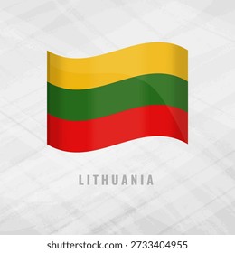 3d illustration waving flag of Lithuania. Vector flag of Lithuania on Grey Background . Symbol of Lithuania.