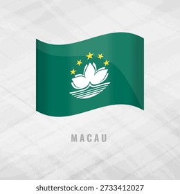 3d illustration waving flag of Macau. Vector flag of Macau on Grey Background. Symbol of Macau.
