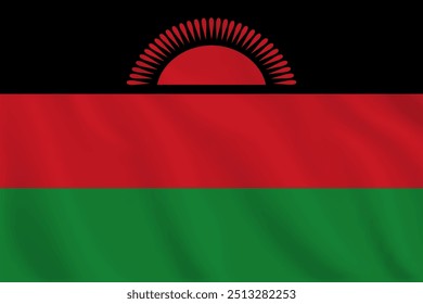 Ilustración 3D ondeando la bandera de Malawi. Bandera de Vector de Malaui. Símbolo de Malawi.