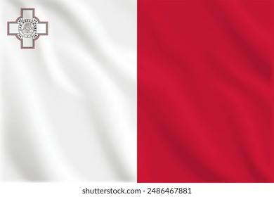 Ilustración 3d ondeando la bandera de Malta. Bandera de Vector de Malta. Símbolo de Malta.