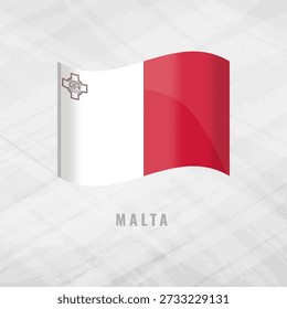 3d illustration waving flag of Malta. Vector flag of Malta on Grey Background . Symbol of Malta.