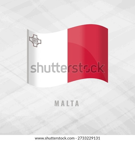 3d illustration waving flag of Malta. Vector flag of Malta on Grey Background . Symbol of Malta.