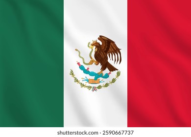 3d illustration waving flag of Mexico. Vector flag of South Korea. Symbol of Mexico.