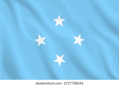 Ilustração 3d acenando bandeira da Micronésia. Bandeira vetorial da Micronésia. Símbolo da Micronésia.