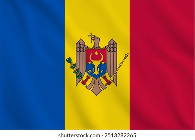 3d illustration waving flag of Moldova. Vector flag of Moldova. Symbol of Moldova.