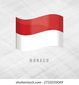3d illustration waving flag of Monaco. Vector flag of Monaco. on Grey Background . Symbol of Monaco.