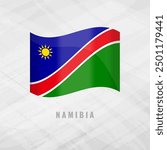 3d illustration waving flag of Namibia. Vector flag of Namibia. on Grey Background . Symbol of Namibia.
