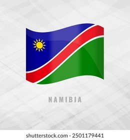 3D-Illustration schwenkende Flagge von Namibia. Vektorfahne von Namibia. auf grauem Hintergrund . Symbol von Namibia.