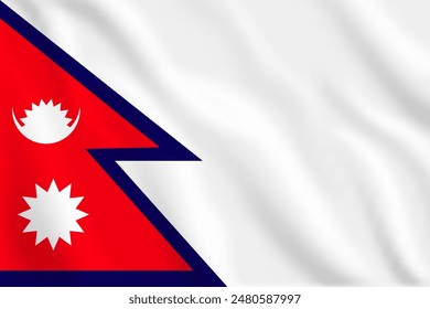 3d illustration waving flag of Nepal. Vector flag of Nepal. Symbol of Nepal.