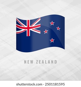 3d illustration waving flag of New Zealands. Vector flag of New Zealands on Grey Background . Symbol of New Zealands.