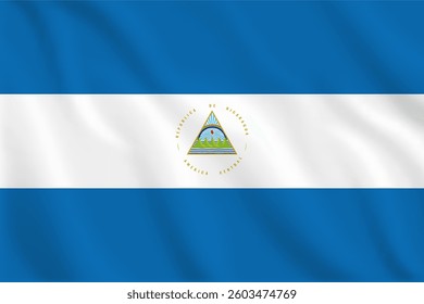 3d illustration waving flag of Nicaragua. Vector flag of Nicaragua. Symbol of Nicaragua.