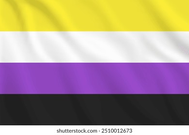 3d illustration waving flag of NON BINARY Vector flag of NON BINARY Symbol of NON BINARY.