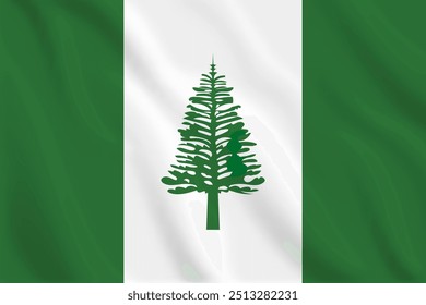 3d illustration waving flag of Norfolk Island. Vector flag of Norfolk Island. Symbol of Norfolk Island.