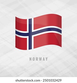 3d illustration waving flag of Norway. Vector flag of Norway.on Grey Background with copy space. Symbol of Norway.