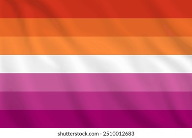 3D-Illustration Wellen Flagge von ORANGE PINK LESBIAN Vektor Flagge von ORANGE PINK LESBIAN Symbol von ORANGE PINK LESBIAN.