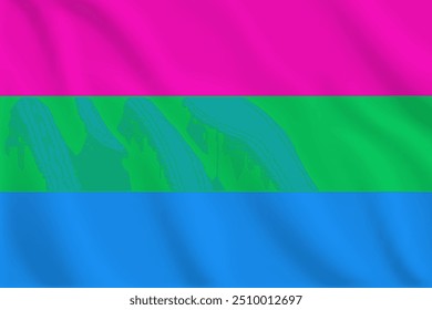 3d illustration waving flag of POLYSEXUAL Vector flag of POLYSEXUAL Symbol of POLYSEXUAL.