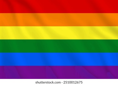 Ilustración 3d ondeando la bandera del Vector del ARCO IRIS Símbolo del ARCO IRIS.