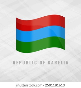 3d illustration waving flag of Republic of Karelia. Vector flag ofRepublic of Karelia.on Grey Background with copy space. Symbol of Republic of Karelia