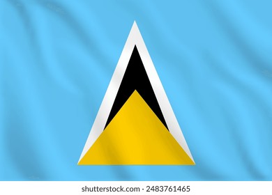 3d illustration waving flag of Saint Lucia. Vector flag of Saint Lucia. Symbol of Saint Lucia.