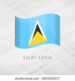 3d illustration waving flag of Saint Lucia. Vector flag of Saint Lucia on Grey Background Symbol of Saint Lucia.