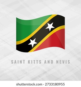 3d illustration waving flag of Saint Kitts And Nevis. Vector flag of Saint Kitts And Nevis. on Grey Background Symbol of Aruba.